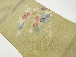 リサイクル　手織り紬花模様織出し名古屋帯
